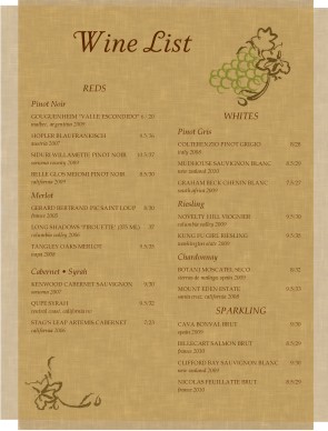 free wine list template download
