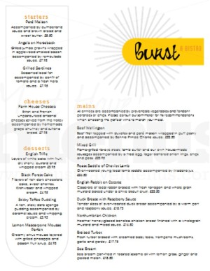Bistro British Menu