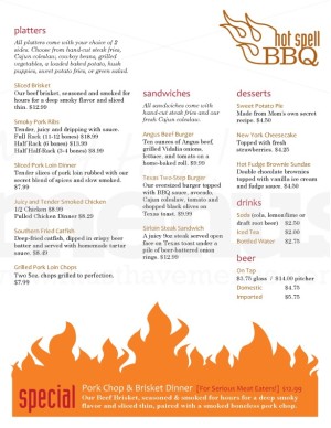 Flames Barbeque Menu