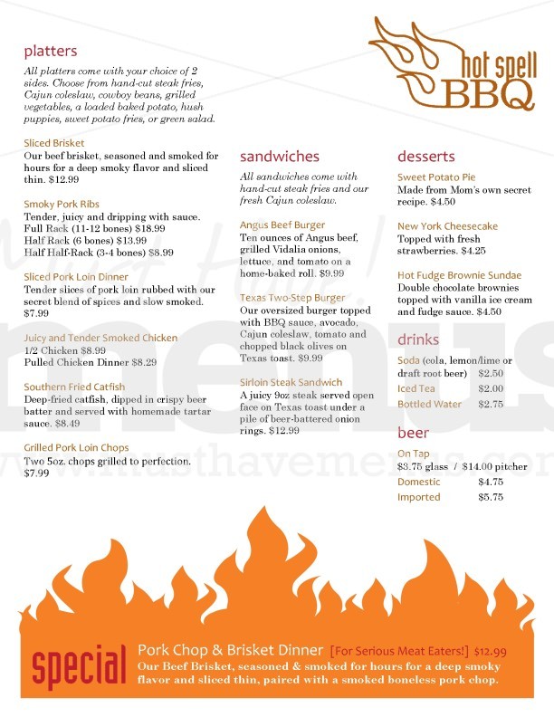 Flames Barbeque Menu | page 1