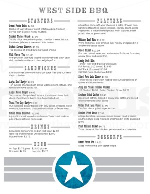 Western Barbeque Menu