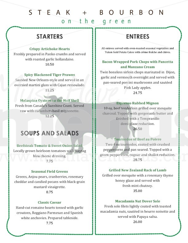 Steer Steakhouse Menu | page 1