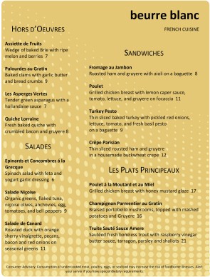 fine dining restaurant menu template