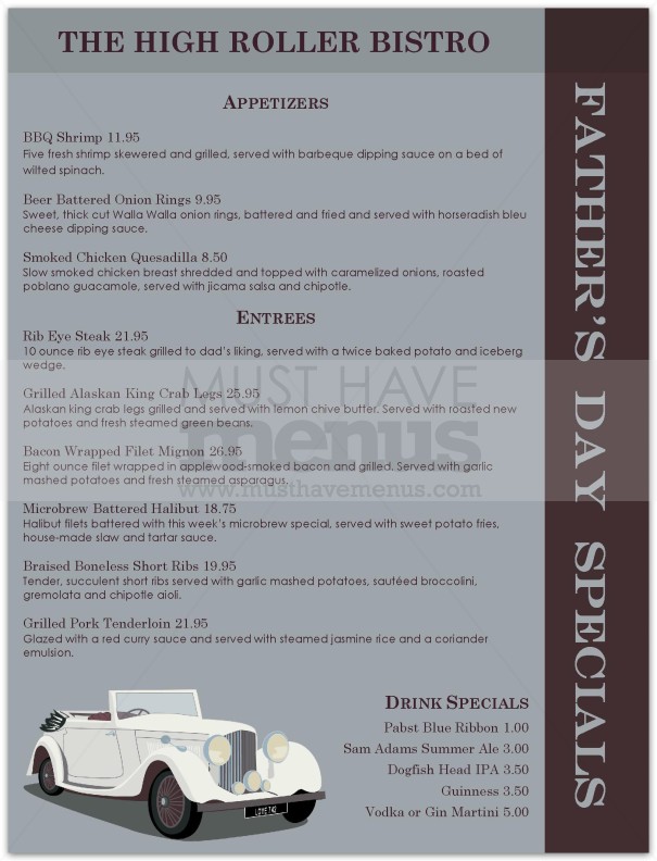 Fathers Day Food Menu | page 1