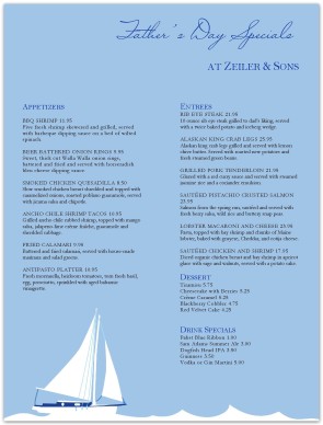 Ocean Father's Day Menu