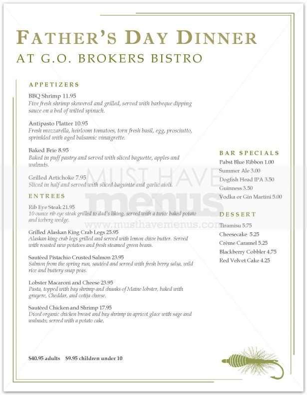 Fishing Father's Day Menu | page 1