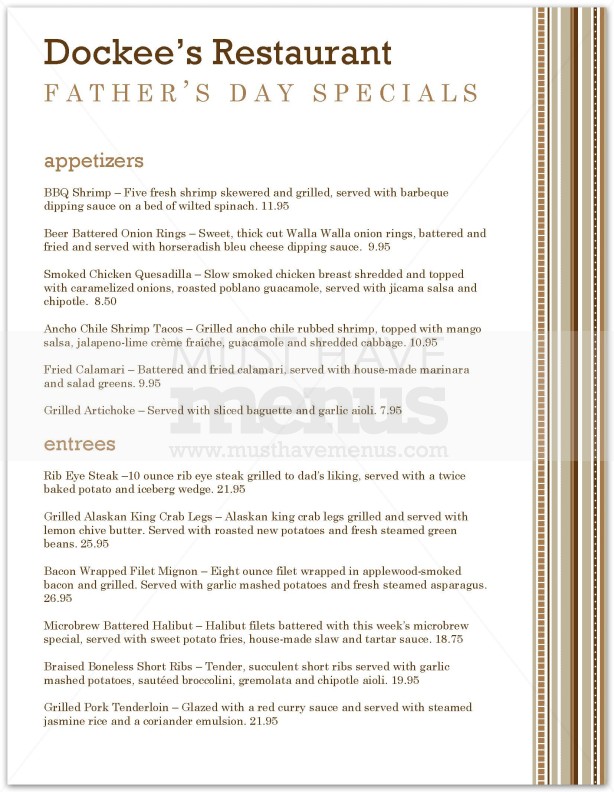 Stripes Father's Day Menu | page 1