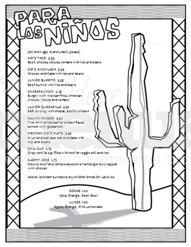 Kids Mexican Menu | page 1