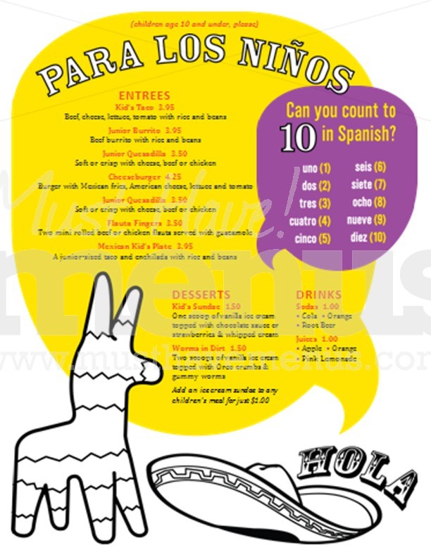 Kids Pinata Menu | page 1