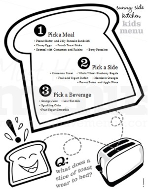 Happy Toast Kids Menu
