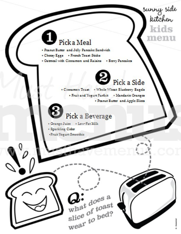 Happy Toast Kids Menu | page 1