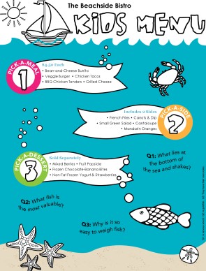 kids menu templates