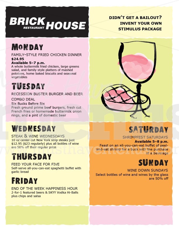 Recession Dining Menu | page 1