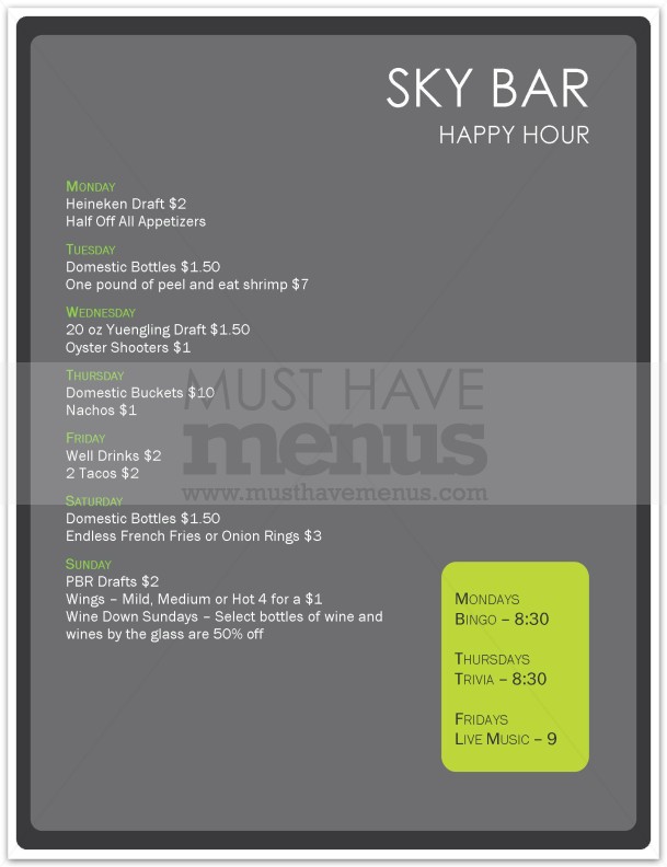  Economy Menu | page 1