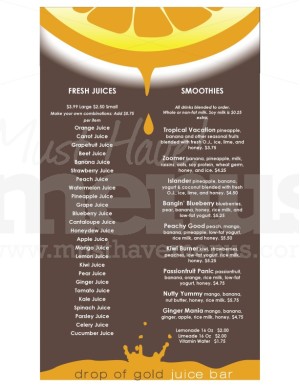 Juice Bar Menu Long
