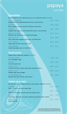 View Smoothie Juice Bar Menu