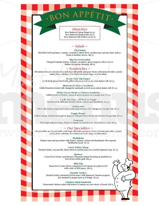 Red Checked Deli Menu Long | page 1