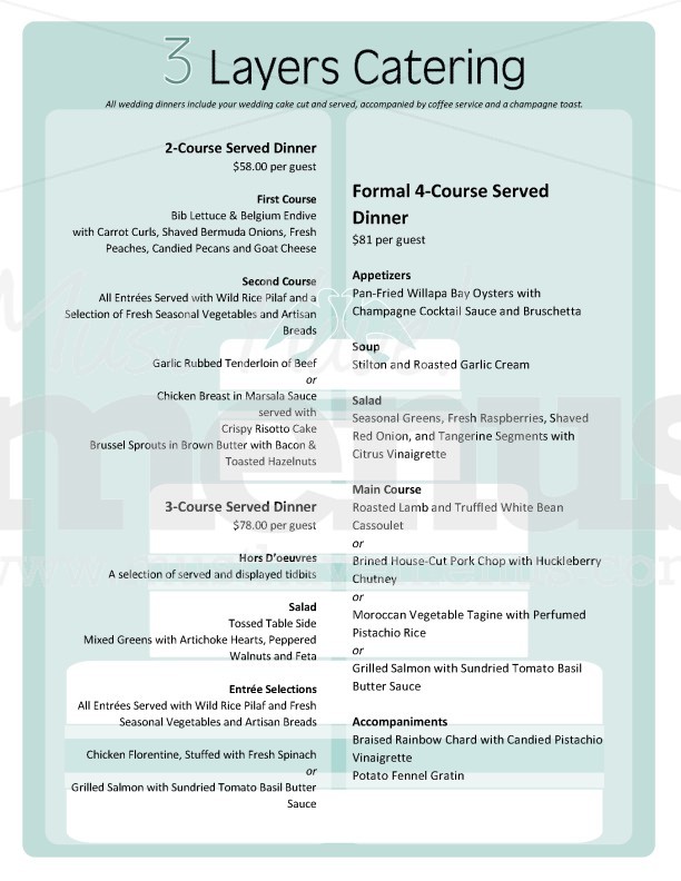 Cake Wedding Catering Menu | page 1