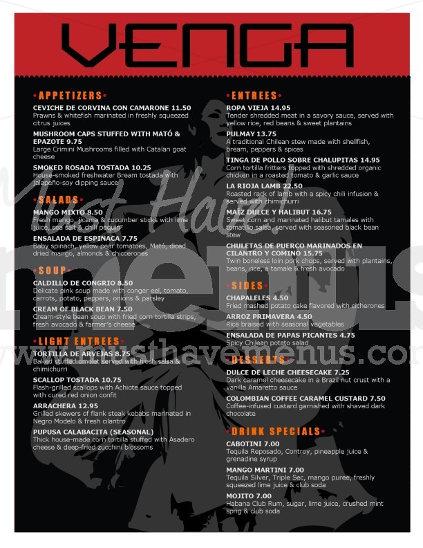 Latin Fusion Menu | page 1