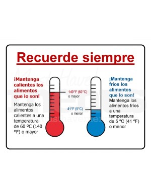Kitchen Holding Temperature Sign in Spanish