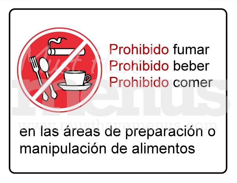 Food Preparation Kitchen Sign in Spanish | page 1