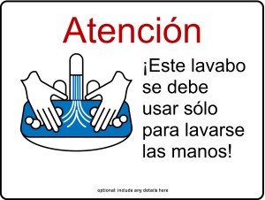 Hand Washing Sink Only Kitchen Sign In Spanish Design