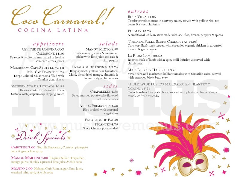 Carnival Latin Menu | page 1