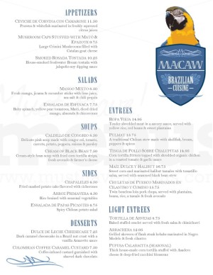 Tropical Cuisine Menu