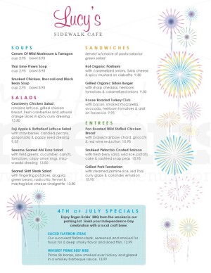 Fireworks 4th of July Menu