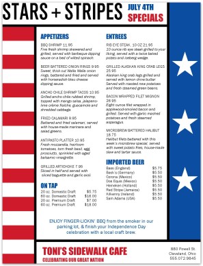 Stars and Stripes 4th of July Menu