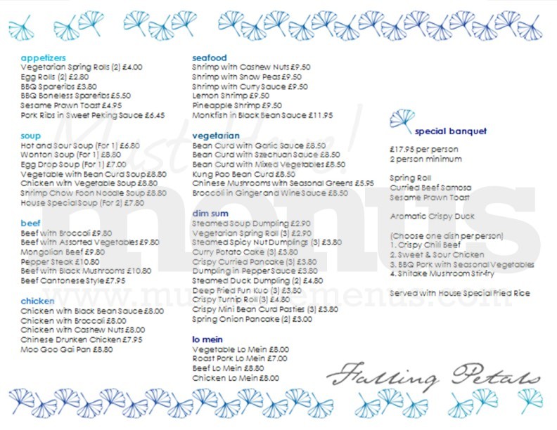 Ginkgo Leaves British Chinese Menu | page 1