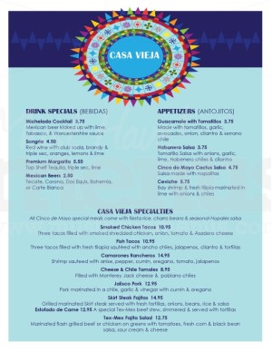 Casa Vieja Mexican Menu