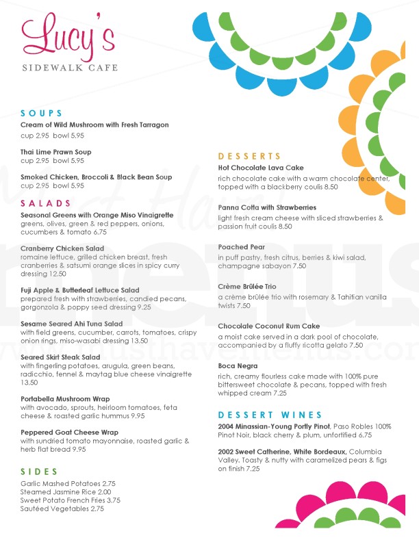 Archive Sidewalk Cafe Menu | page 1
