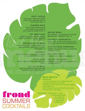 Summer Cocktail Menu