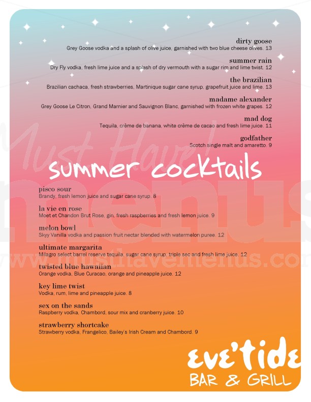 Old Summer Drinks Menu | page 1