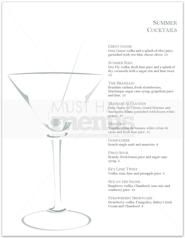 Summer Cocktail Party Menu | page 1