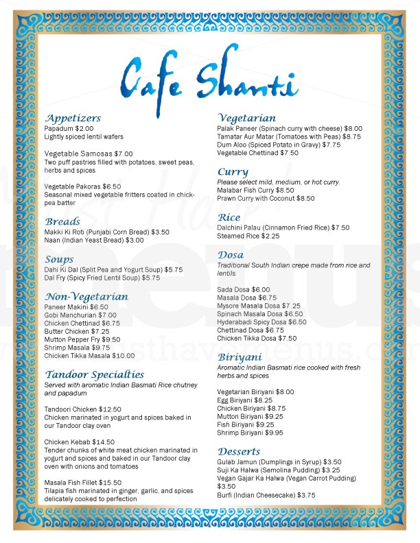 Tandoori Indian Menu | page 1
