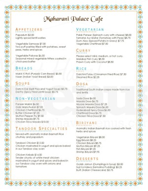 Vegetarian Indian Menu