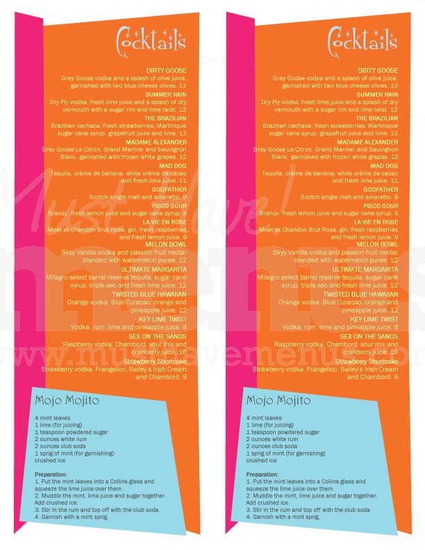 Miami Drinks Menu | page 1