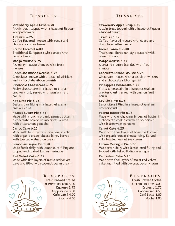 Gourmet Dessert Menu | page 1