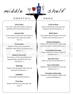 Table Cocktail Menu