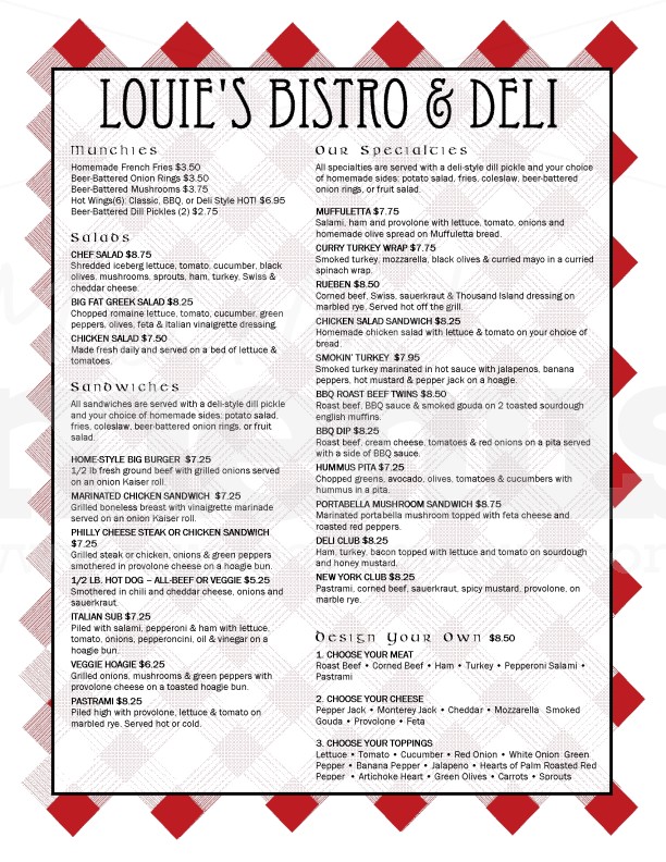Hometown Deli Menu | page 1