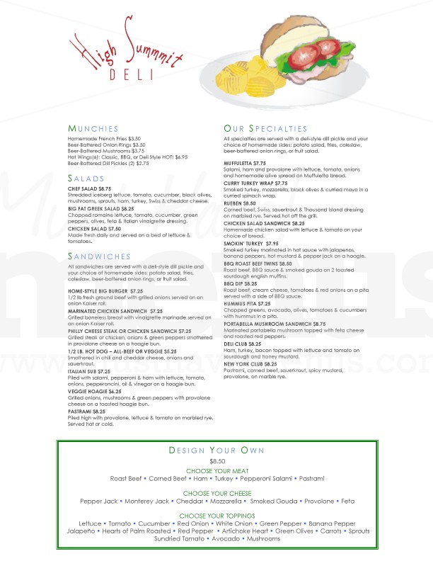 Sandwich Deli Menu | page 1