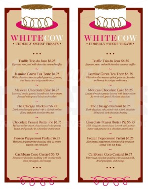 Chocolate Cake Dessert Menu