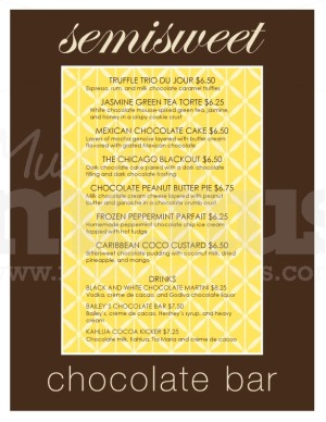Semisweet Chocolate Menu