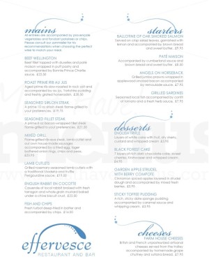British Menu A4