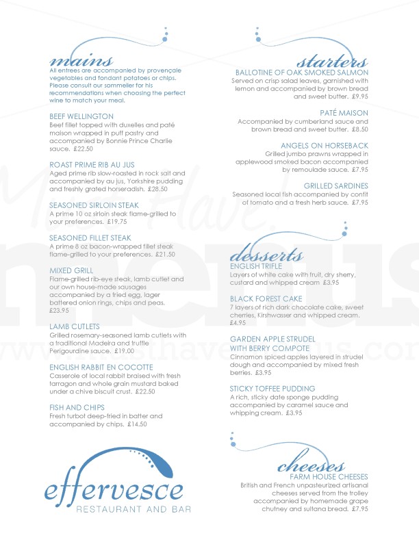 British Menu A4 | page 1