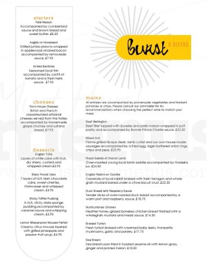Bistro British Menu A4