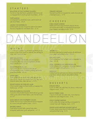 British Restaurant Menu A4