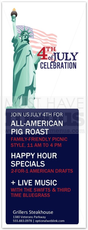 Lady Liberty Specials Menu | page 1